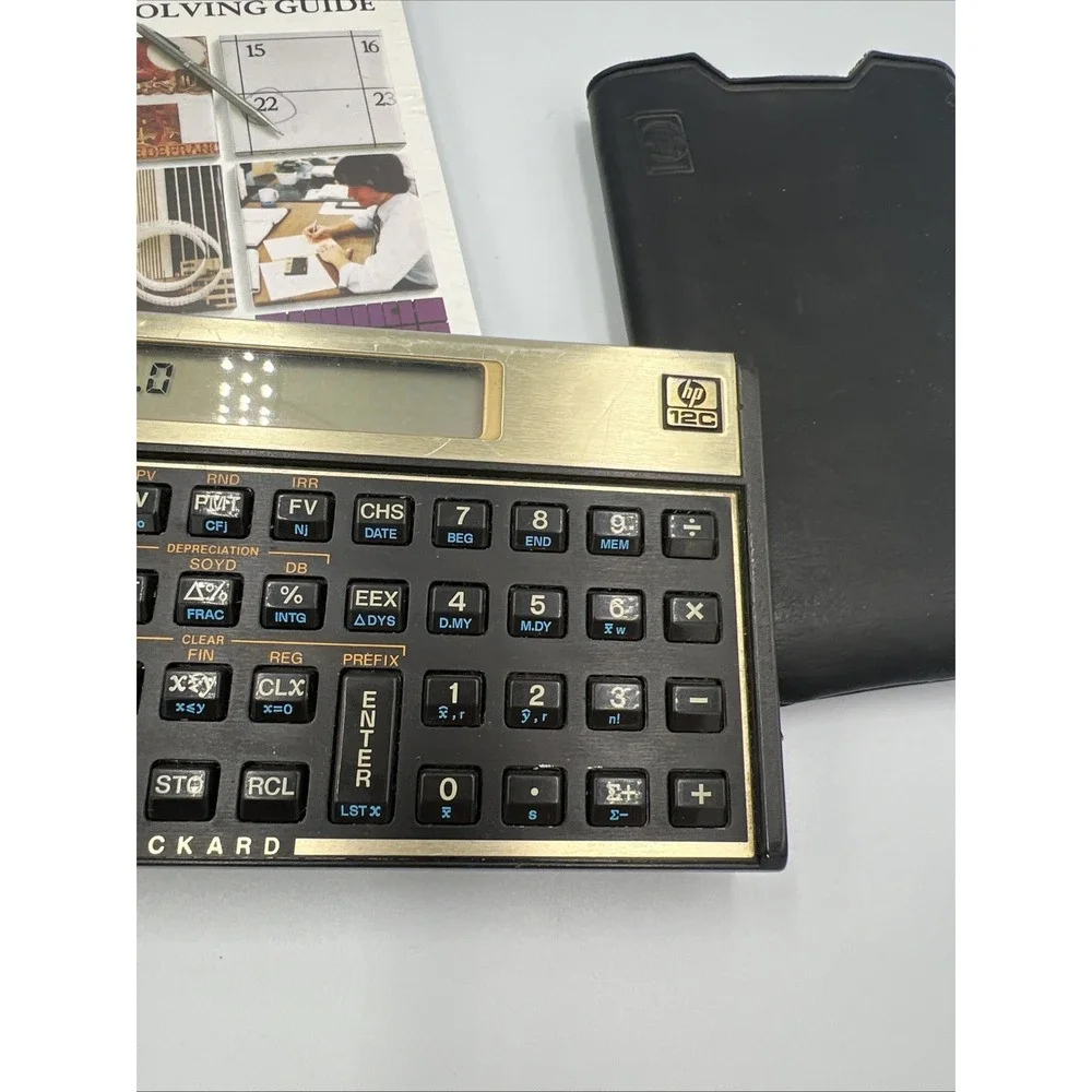 Vintage HP 12C Financial Calculator w Original Cover MADE IN USA Hewlett Packard
